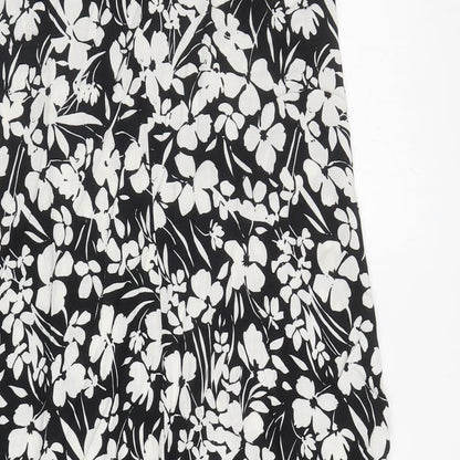 Primark Womens Black Floral A-Line Size 10 V-Neck Pullover