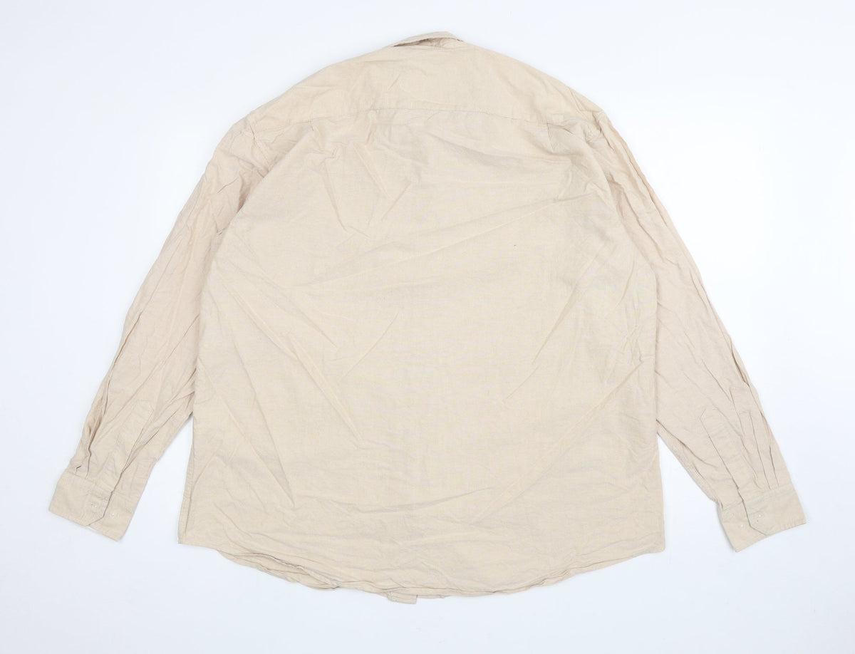 Greenwoods Womens Beige Cotton Basic Button-Up Size XL Collared