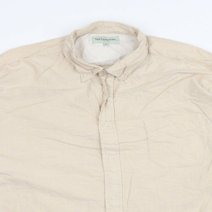 Greenwoods Womens Beige Cotton Basic Button-Up Size XL Collared