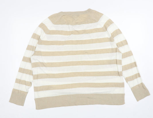 Womens UK Size 16 M&Co Beige Pullover Jumper