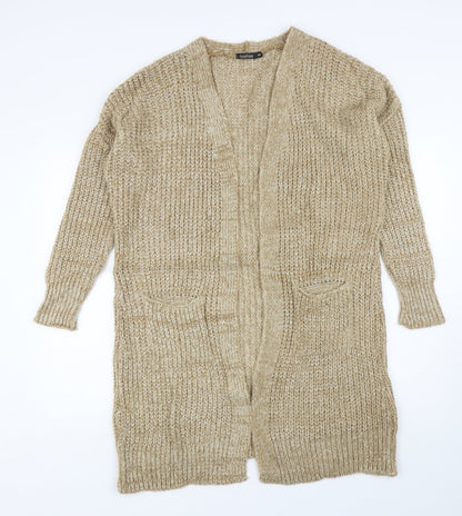 Boohoo Womens Beige V-Neck Acrylic Cardigan Jumper Size S