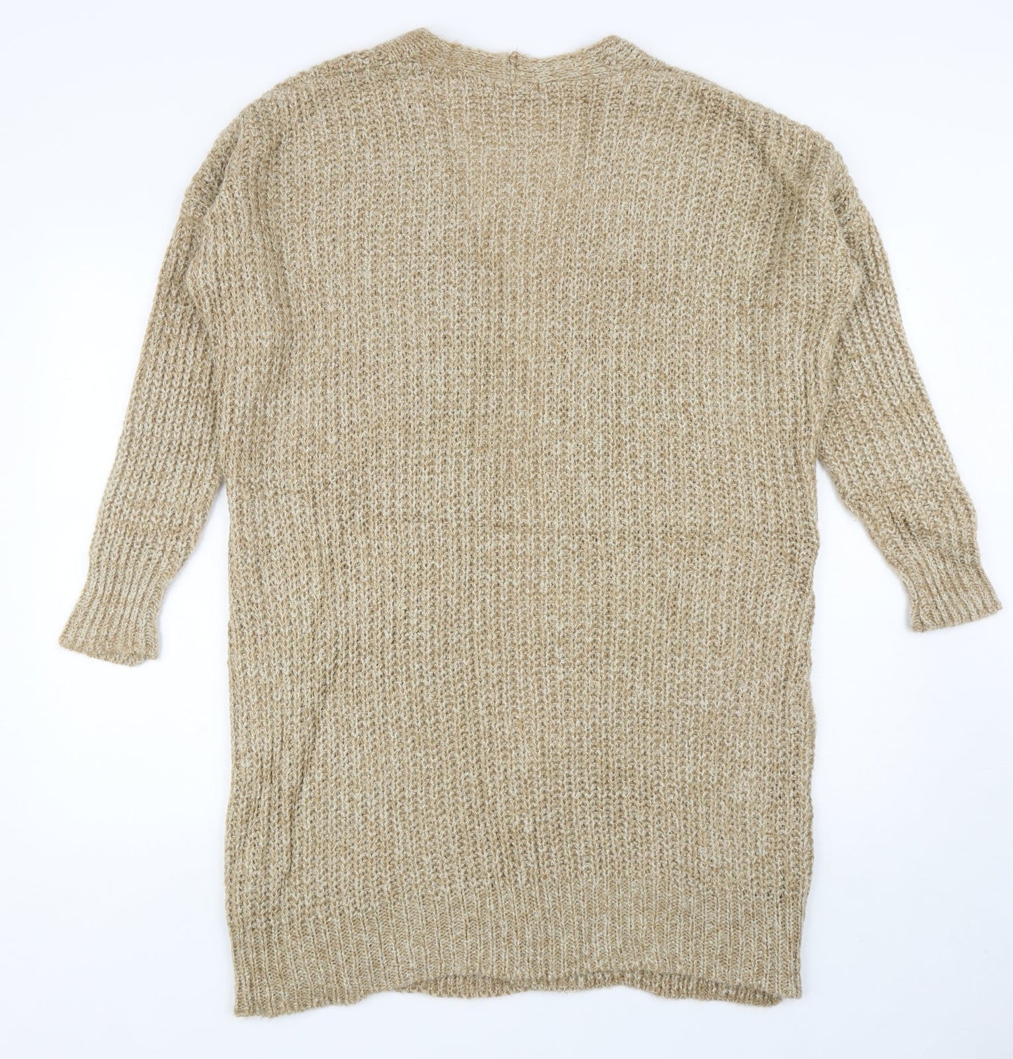 Boohoo Womens Beige V-Neck Acrylic Cardigan Jumper Size S