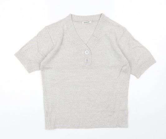 Damart Womens Grey V-Neck Acrylic Pullover Jumper Size 10