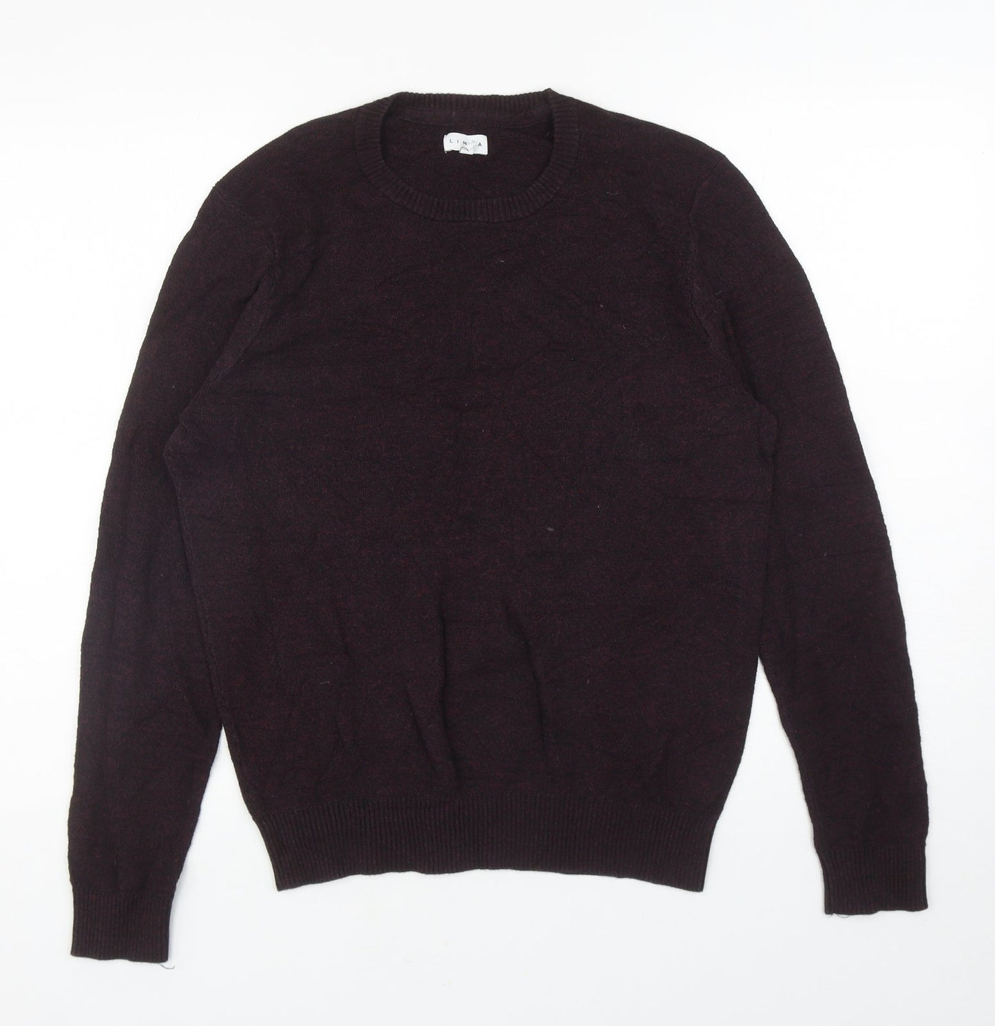 Linea Mens Purple Round Neck Cotton Pullover Jumper Size M