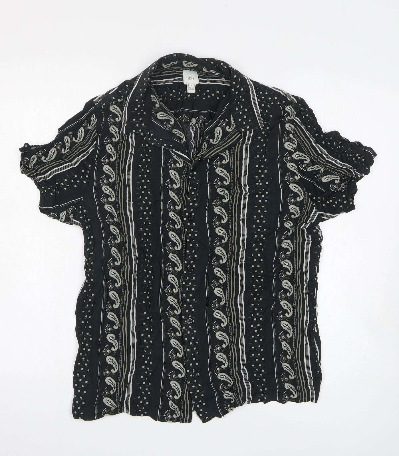 Womens UK Size L River Island Black Basic Button-Up