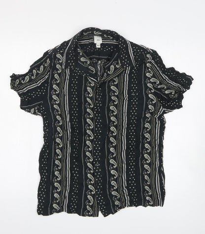 Womens UK Size L River Island Black Basic Button-Up