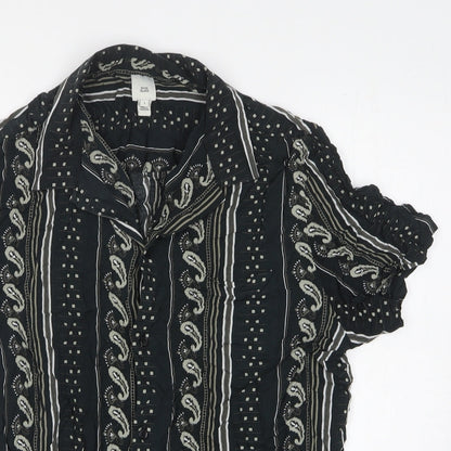 Womens UK Size L River Island Black Basic Button-Up
