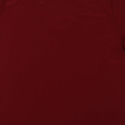 Classics Womens Red Floral Polyester Basic Blouse Size 16 Round Neck