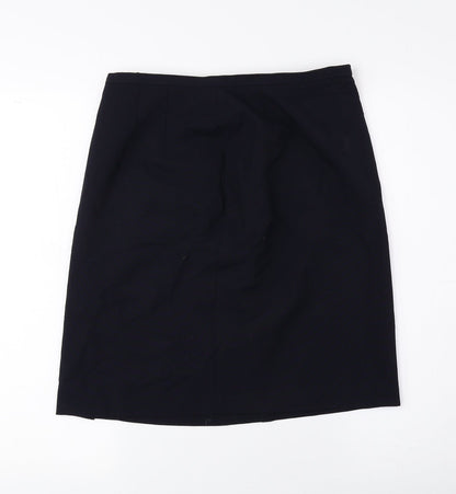 Marks and Spencer Womens Blue Polyester Straight & Pencil Skirt Size 12 Zip