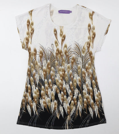 Autonomy Womens Multicoloured Floral Polyester Basic Blouse Size 10 Round Neck