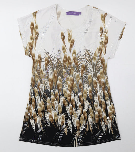 Autonomy Womens Multicoloured Floral Polyester Basic Blouse Size 10 Round Neck