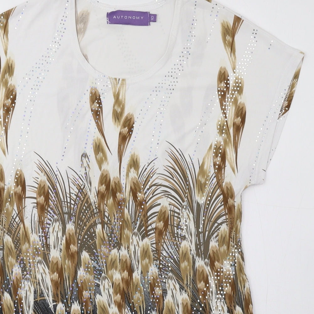 Autonomy Womens Multicoloured Floral Polyester Basic Blouse Size 10 Round Neck