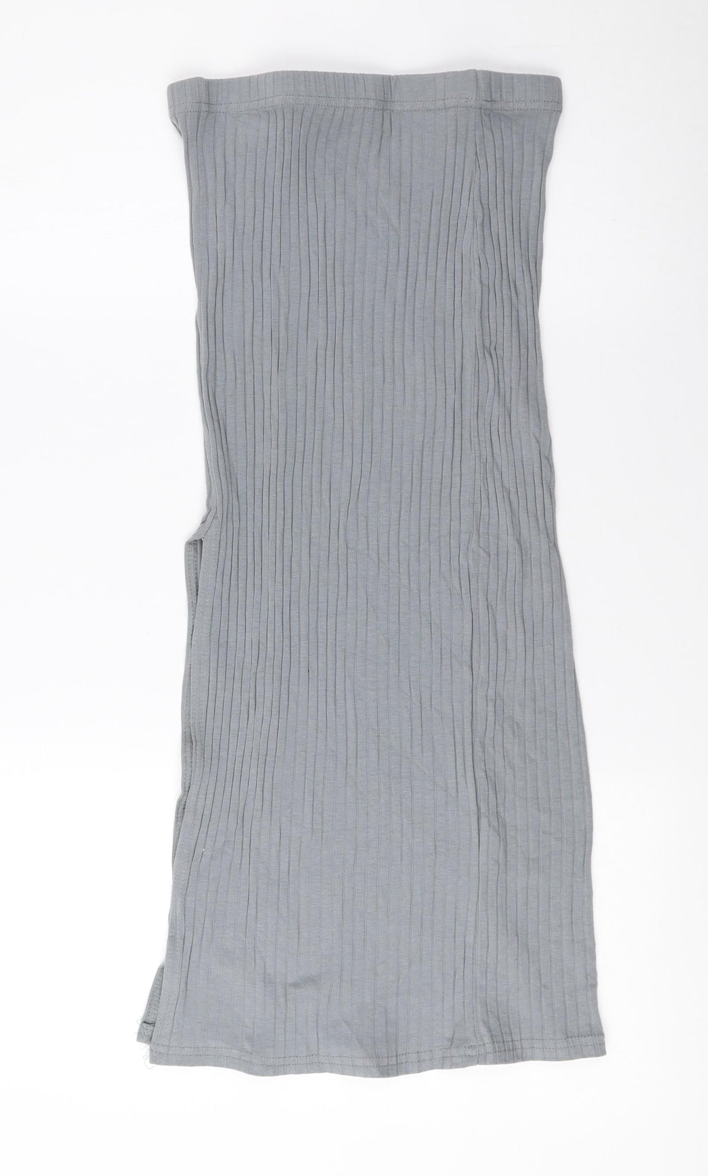 PRETTYLITTLETHING Womens Grey Polyester A-Line Skirt - Ribbed