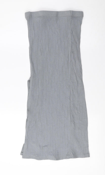 PRETTYLITTLETHING Womens Grey Polyester A-Line Skirt - Ribbed