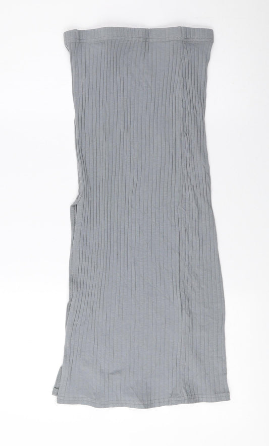 PRETTYLITTLETHING Womens Grey Polyester A-Line Skirt - Ribbed