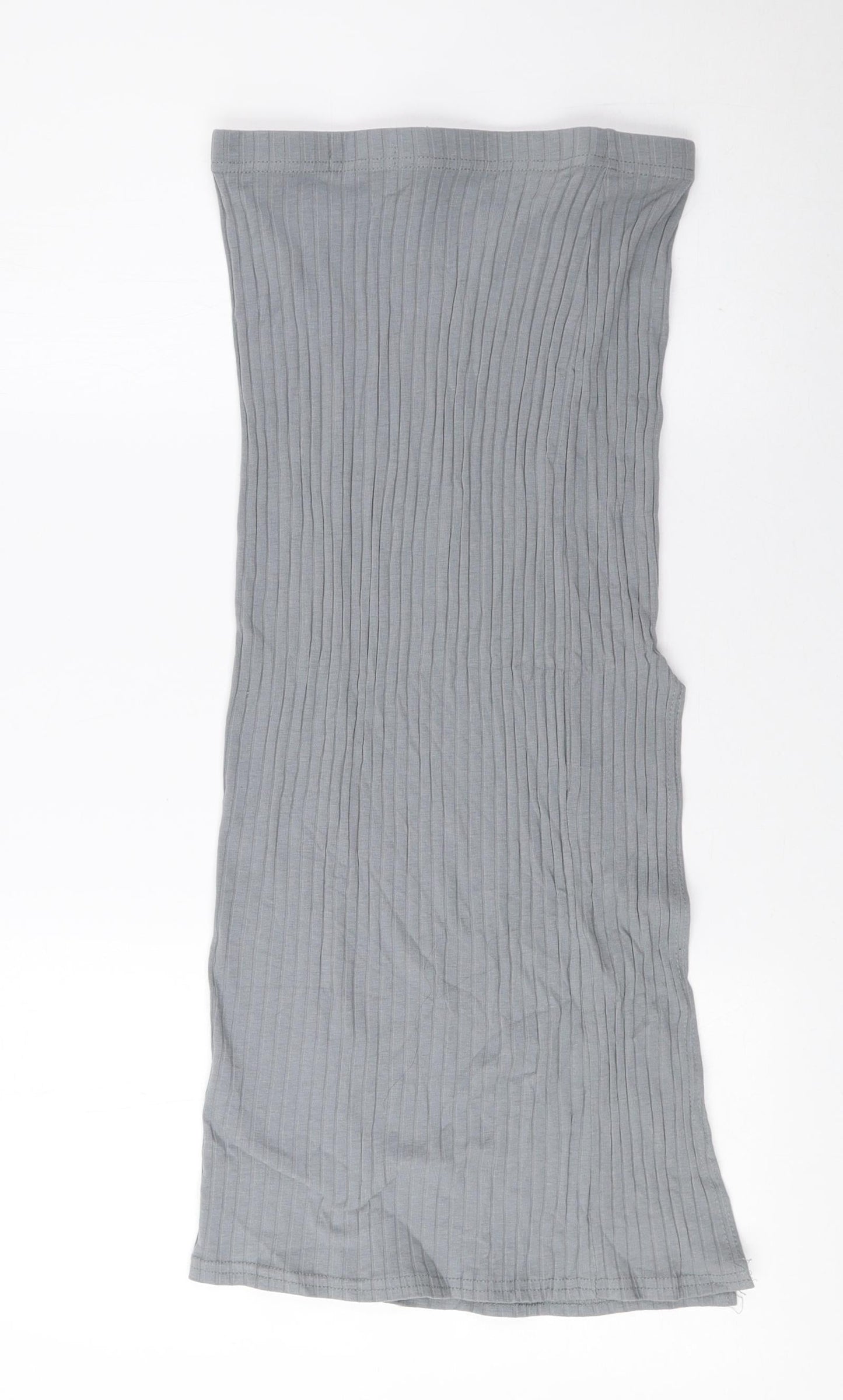 PRETTYLITTLETHING Womens Grey Polyester A-Line Skirt - Ribbed