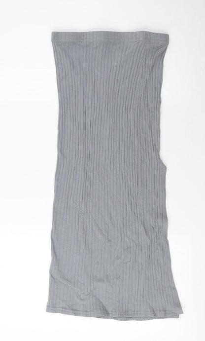 PRETTYLITTLETHING Womens Grey Polyester A-Line Skirt - Ribbed