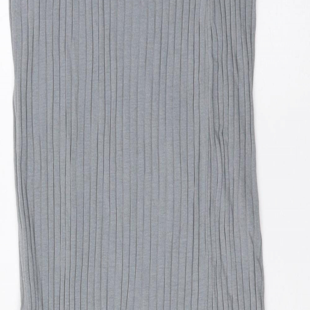 PRETTYLITTLETHING Womens Grey Polyester A-Line Skirt - Ribbed