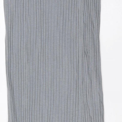 PRETTYLITTLETHING Womens Grey Polyester A-Line Skirt - Ribbed