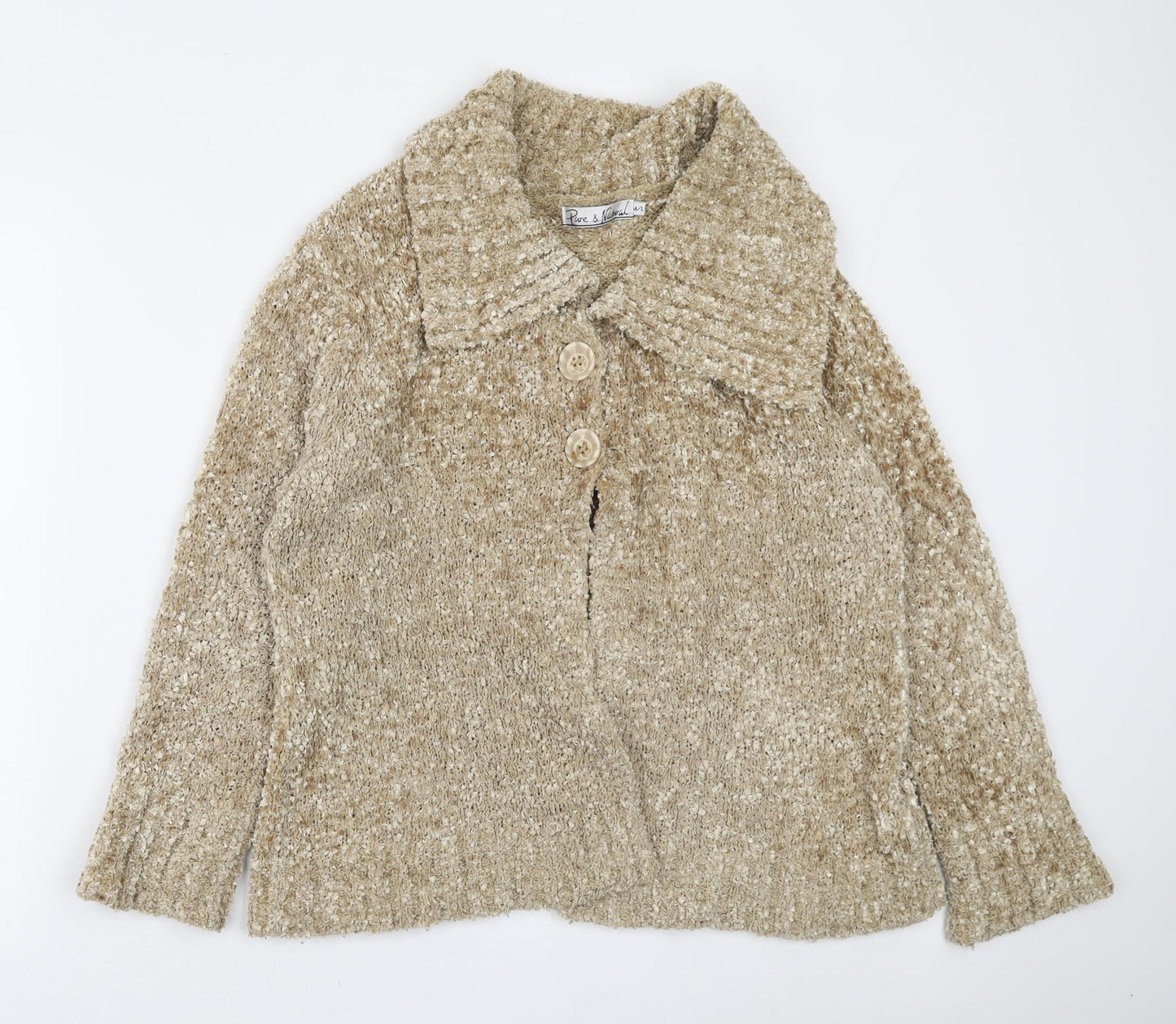 Womens UK Size M Pure & Natural Yellow Cardigan Jumper