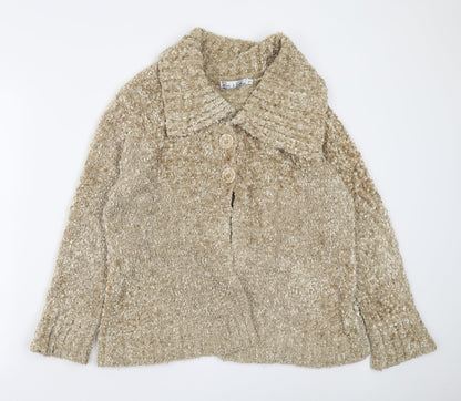 Womens UK Size M Pure & Natural Yellow Cardigan Jumper