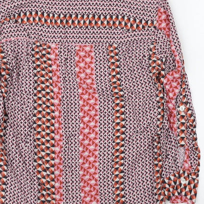 NEXT Womens Multicoloured Geometric Viscose Basic Button-Up Size 14 Collared