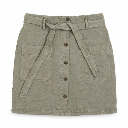 C&C California Womens Green Linen Mini Skirt Size M Button
