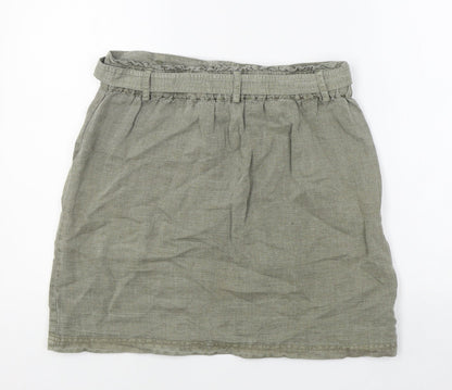C&C California Womens Green Linen Mini Skirt Size M Button