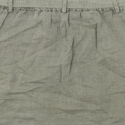 C&C California Womens Green Linen Mini Skirt Size M Button