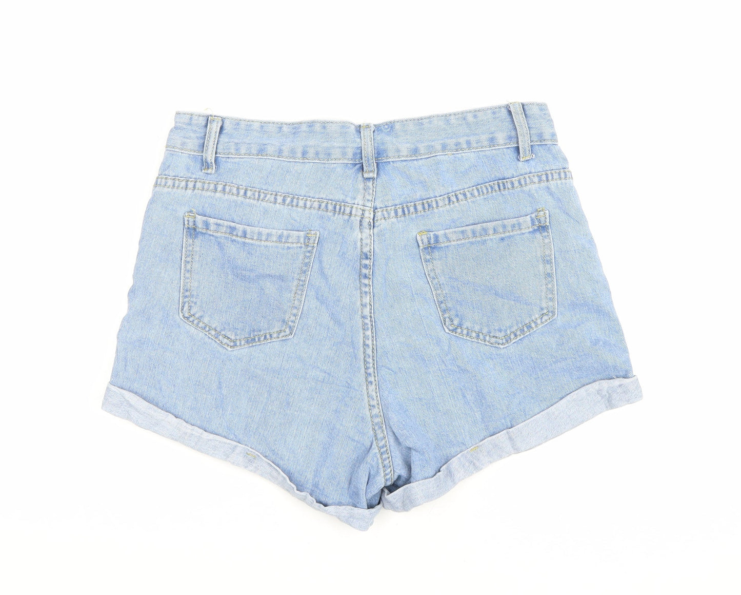 SheIn Womens Blue Floral Cotton Hot Pants Shorts Size M Regular Zip