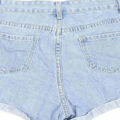 SheIn Womens Blue Floral Cotton Hot Pants Shorts Size M Regular Zip