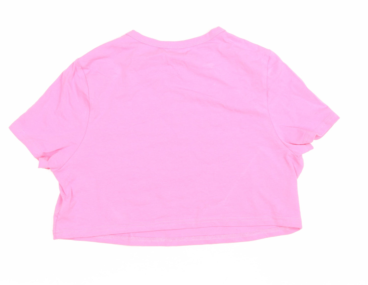 SheIn Womens Pink Cotton Cropped T-Shirt Size XL Round Neck