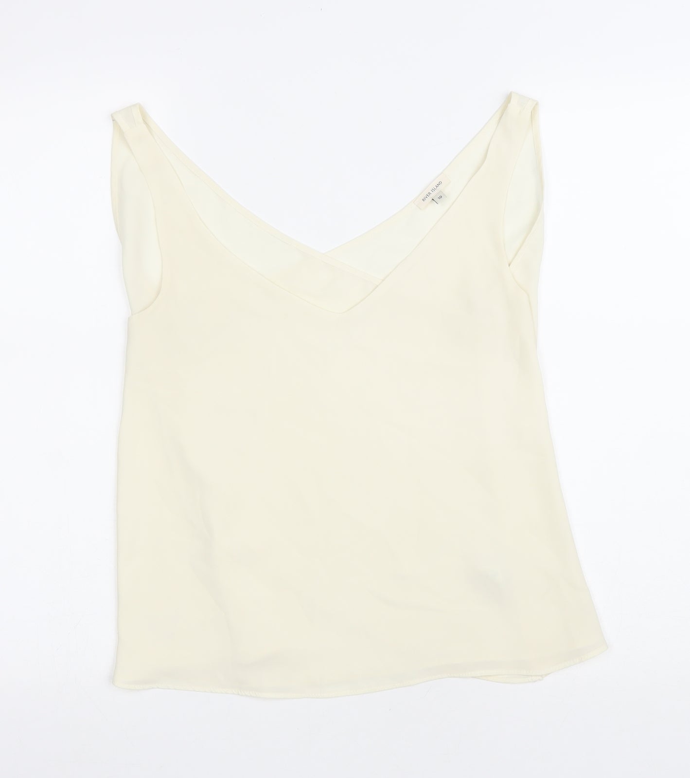 Womens UK Size 10 River Island Ivory Wrap T-Shirt