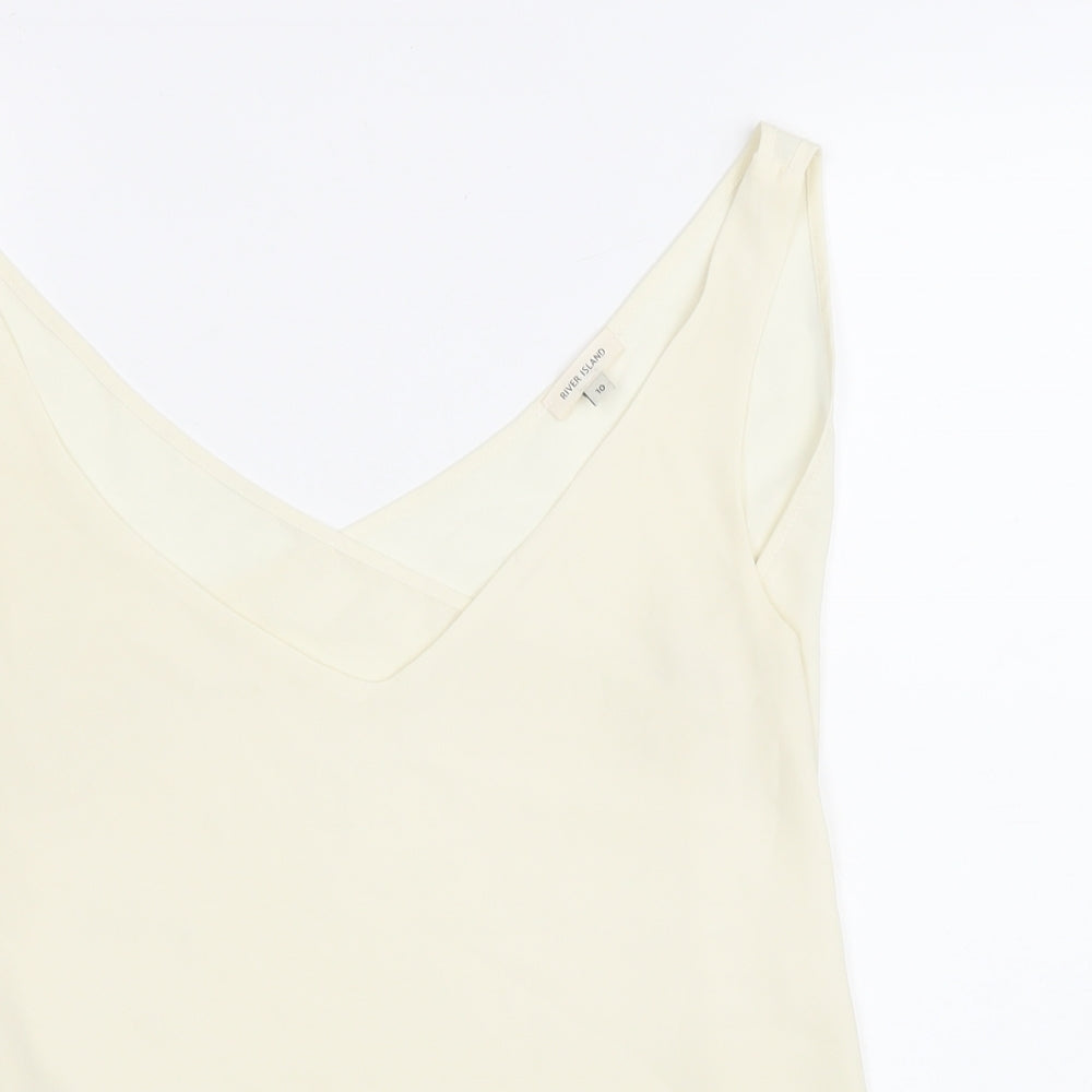 Womens UK Size 10 River Island Ivory Wrap T-Shirt