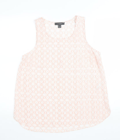 Primark Womens Pink Geometric Polyester Basic Blouse Size 12 Scoop Neck