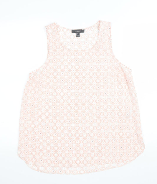 Primark Womens Pink Geometric Polyester Basic Blouse Size 12 Scoop Neck