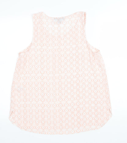 Primark Womens Pink Geometric Polyester Basic Blouse Size 12 Scoop Neck