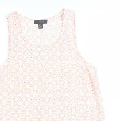 Primark Womens Pink Geometric Polyester Basic Blouse Size 12 Scoop Neck