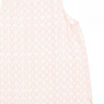 Primark Womens Pink Geometric Polyester Basic Blouse Size 12 Scoop Neck