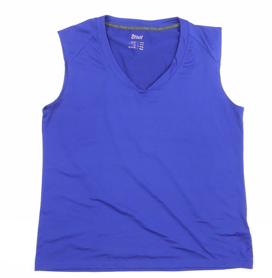 Crivit Womens Black Polyester Basic Tank Size L V-Neck