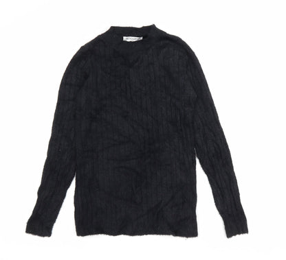 Salvo Green Womens Black High Neck Acrylic Pullover Jumper Size M