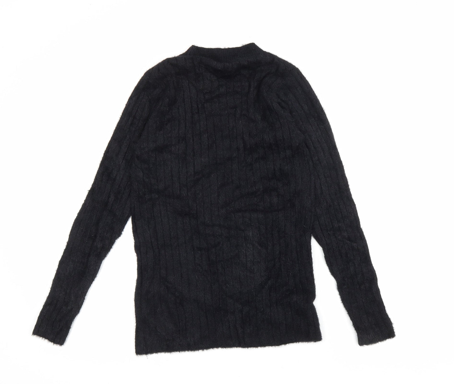 Salvo Green Womens Black High Neck Acrylic Pullover Jumper Size M