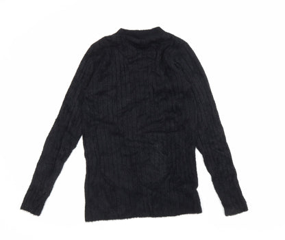 Salvo Green Womens Black High Neck Acrylic Pullover Jumper Size M