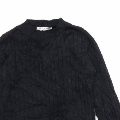 Salvo Green Womens Black High Neck Acrylic Pullover Jumper Size M