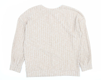 Peacocks Womens Beige Polyester Pullover Sweatshirt Size M Pullover