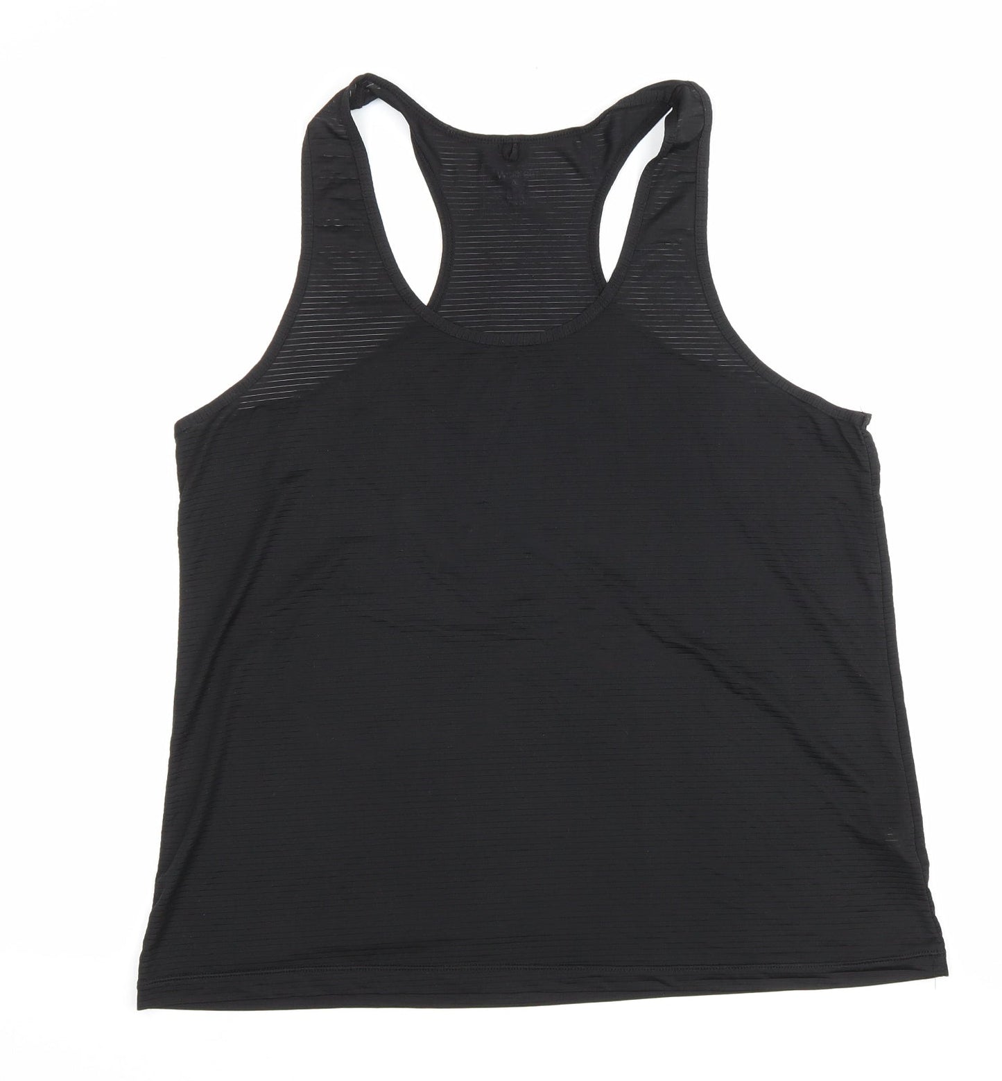 Workout Womens Black Polyester Basic Tank Size XL Scoop Neck Pullover