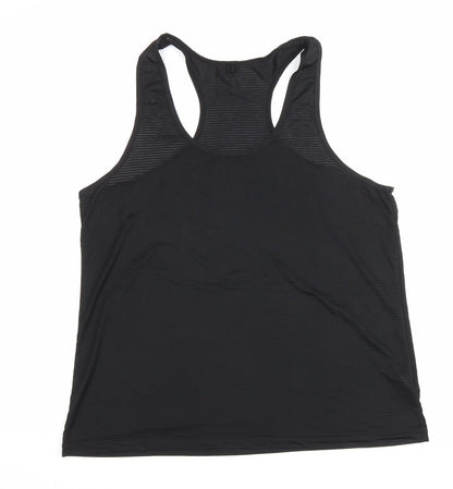 Workout Womens Black Polyester Basic Tank Size XL Scoop Neck Pullover