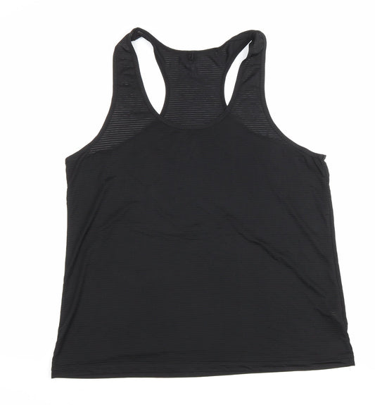 Workout Womens Black Polyester Basic Tank Size XL Scoop Neck Pullover