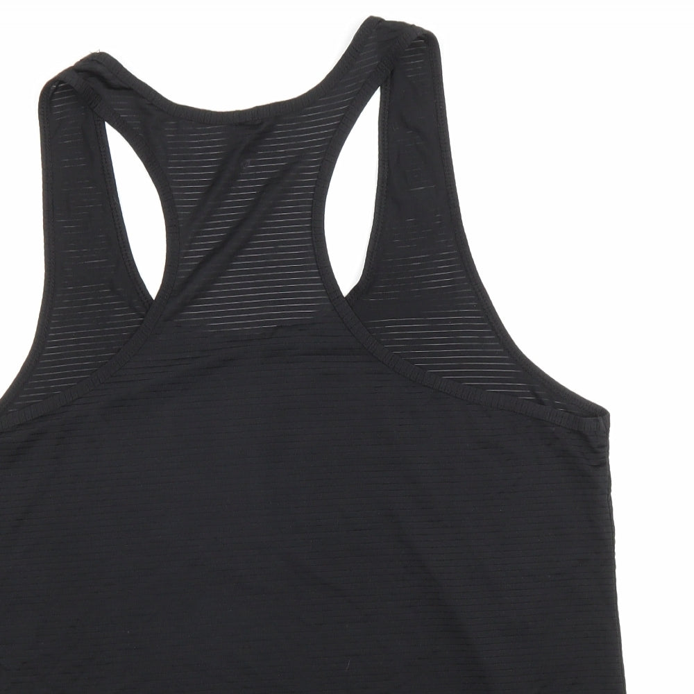 Workout Womens Black Polyester Basic Tank Size XL Scoop Neck Pullover
