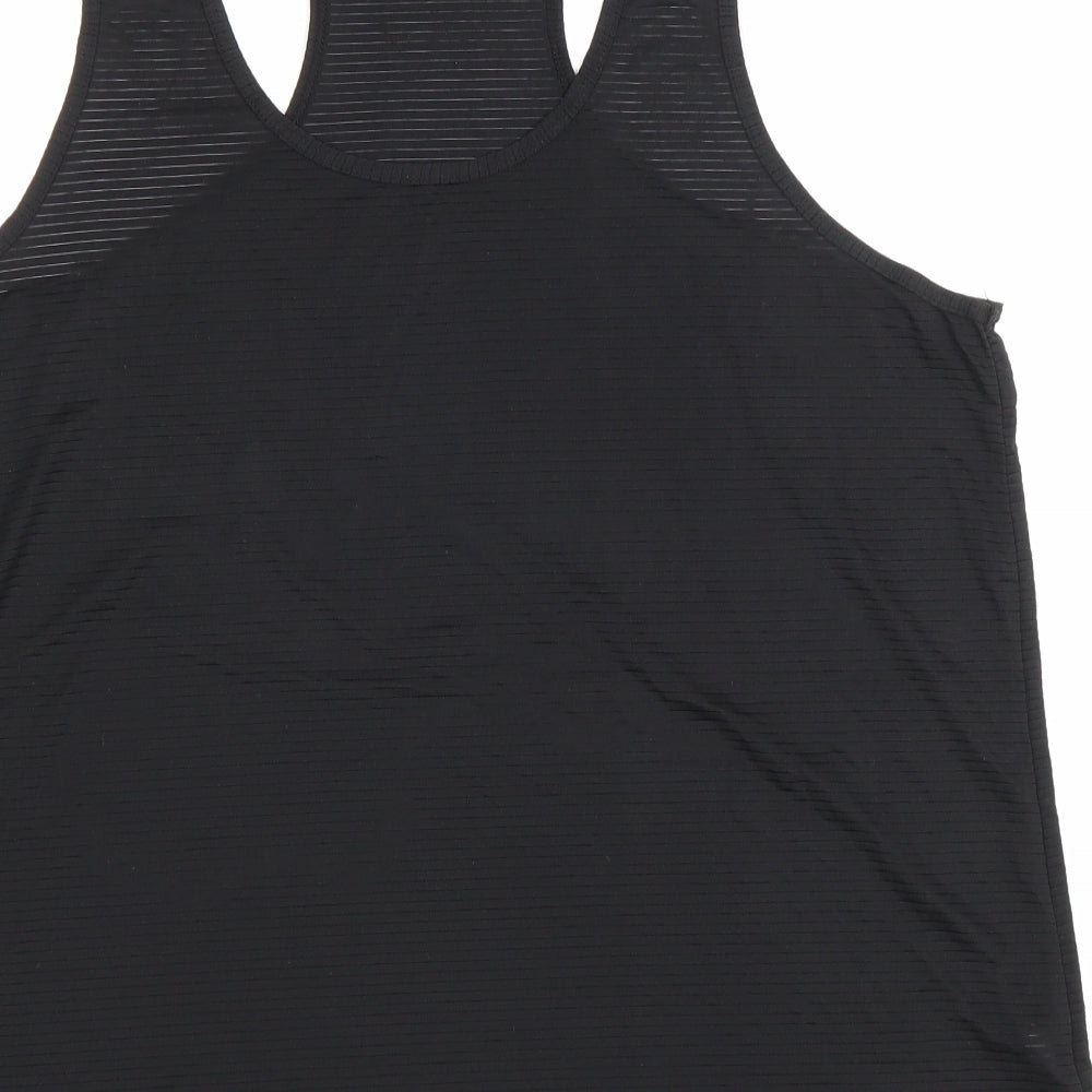 Workout Womens Black Polyester Basic Tank Size XL Scoop Neck Pullover